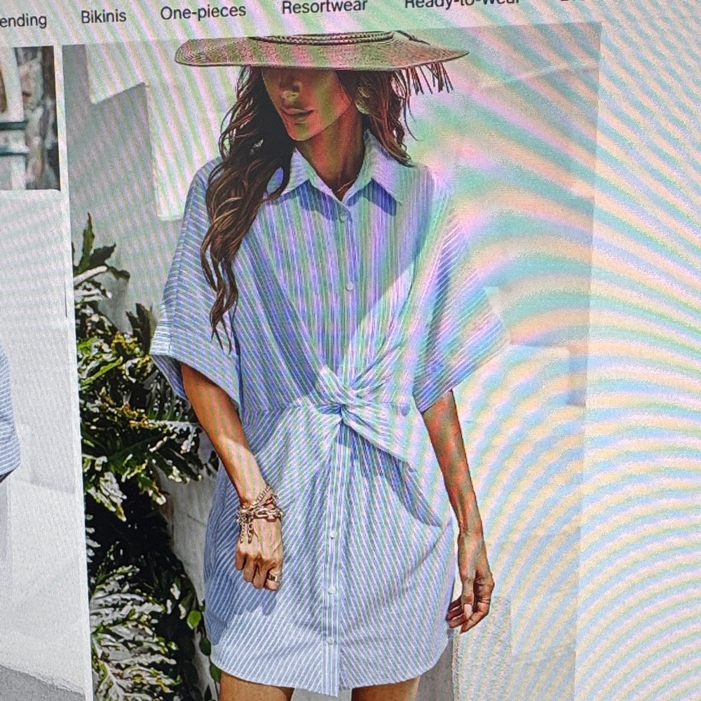 Cupshe Light Blue Striped Shirt Dress